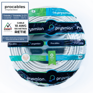 CABLE THHN-2 TC 7H CU PRC 10 BLANCO X 100 METROS - PROCABLES 31353101002R