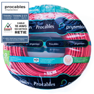 CABLE THHN-2 TC 7H COBRE PROCABLES 10 ROJO X 100 METROS - PROCABLES 31353101003R