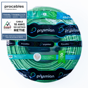 CABLE THHN-2 TC 7H COBRE PROCABLES 10 VERDE X 100 METROS - PROCABLES 31353101005R