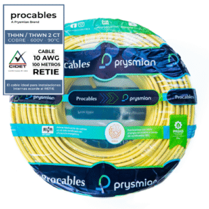 CABLE THHN-2 TC 7H COBRE PROCABLES 10 AMARILLO X 100 METROS - PROCABLES 31353101006R