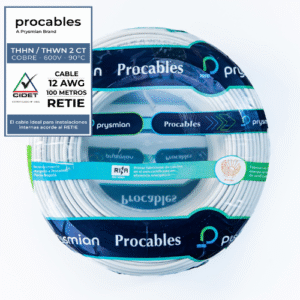 CABLE THHN-2 TC 7H COBRE PROCABLES 12 BLANCO X 100 METROS