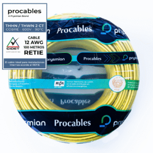 CABLE THHN-2 TC 7H COBRE PROCABLES 12 AMARILLO X 100 METROS - PROCABLES 31353081006R