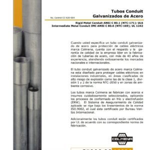 Catálogo 2004 Colmena Conduit Tubos Galvanizados en Acero