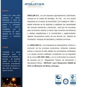 Catálogo 2010 Andilum Guía Rápida de Productos