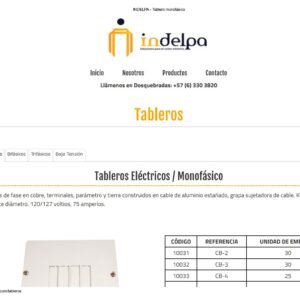 Catálogo 2017 Indelpa Tablero Monofásico