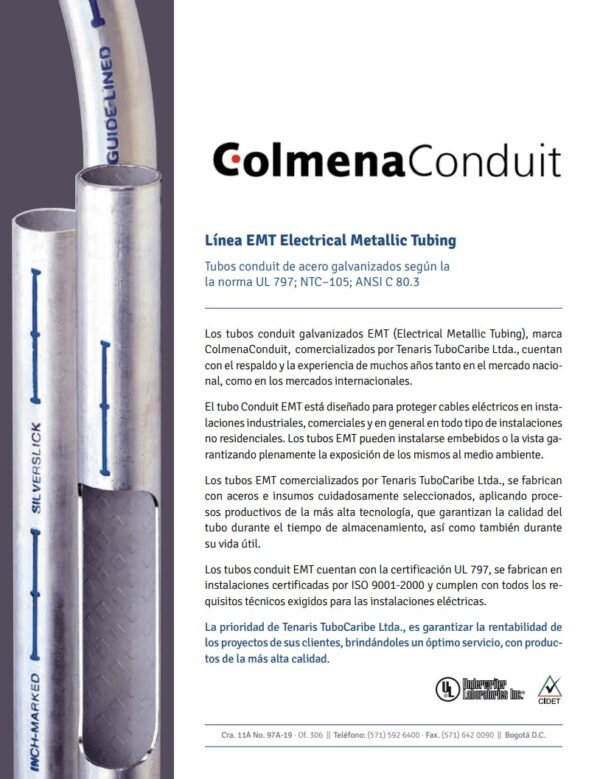 Ficha Técnica 2023 Colmena Conduit Línea Tubos Galvanizados EMT