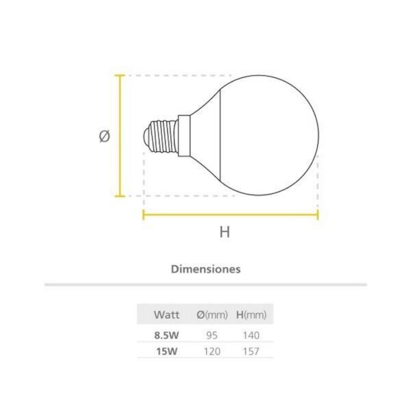 LUMINARIA TOLEDO GLOBO 15W E27 CJ - P27991-19 - SYLVANIA - Imagen 2