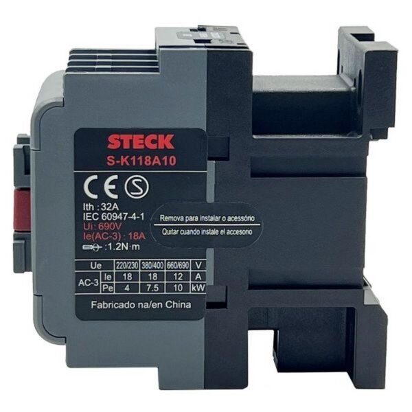 CONTACTOR 3P 18A AC3 - 32A AC1 B/220VAC 1NA PARA TÉRM. FR25 - SK118A10M - STECK - Imagen 2