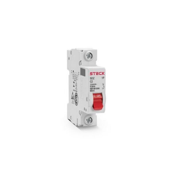 MINI INTERRUPTOR TERMOMAGNETICO DE 1X10A 6kA - SDZD61C10 - STECK - Imagen 2