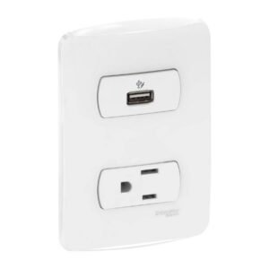 Tomacorriente + Usb Miluz 15A 250V 2Polos+Tierra 50/60Hz - SCHNEIDER S3B19800